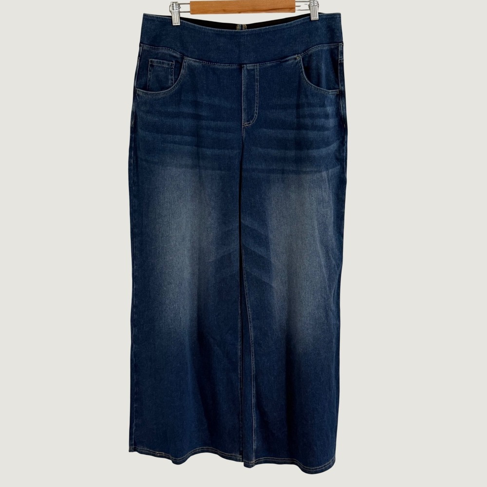 Halara Flex Denim Wide Leg Jeans Women 1X Blue Pull On Streetwear Stretch Casual